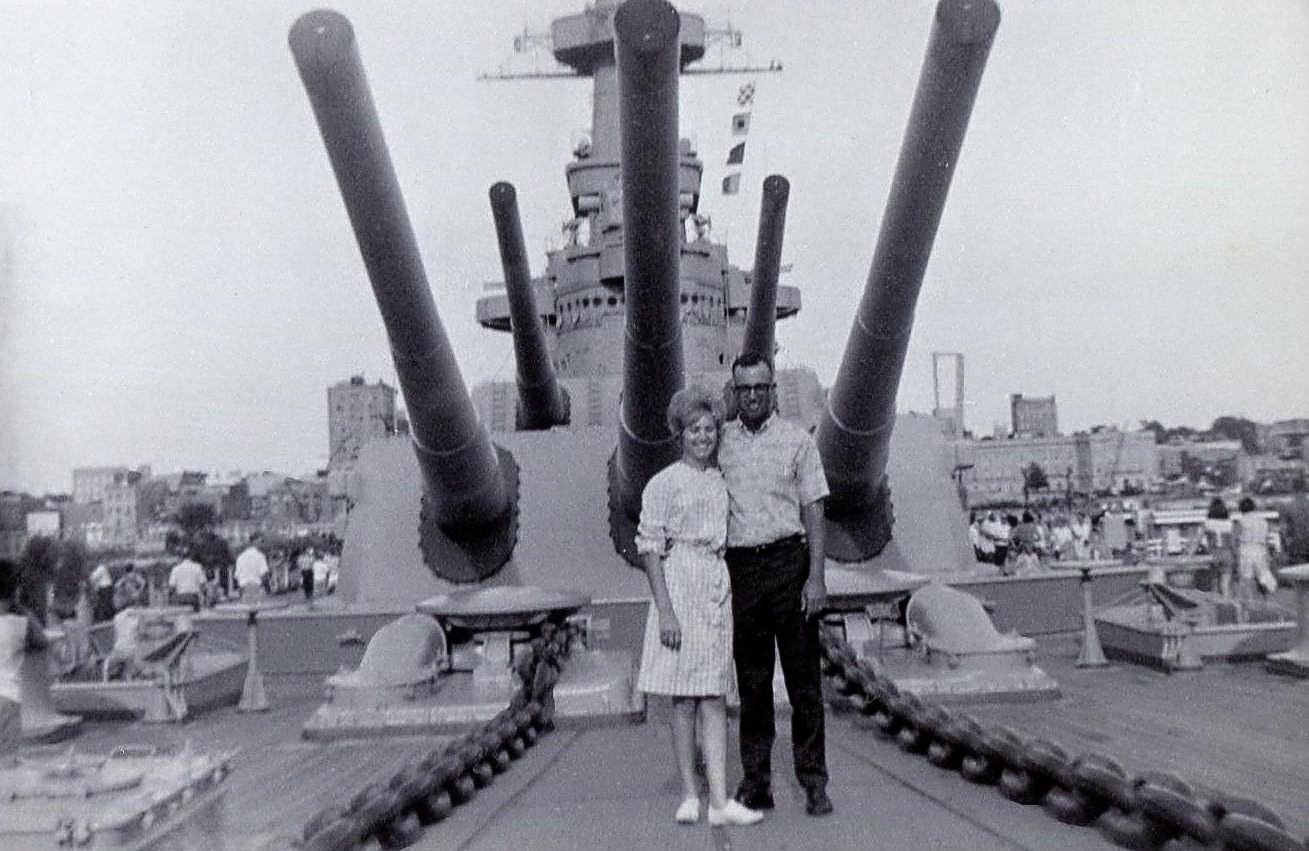 Derl and Marilyn aboard a Navy ship
