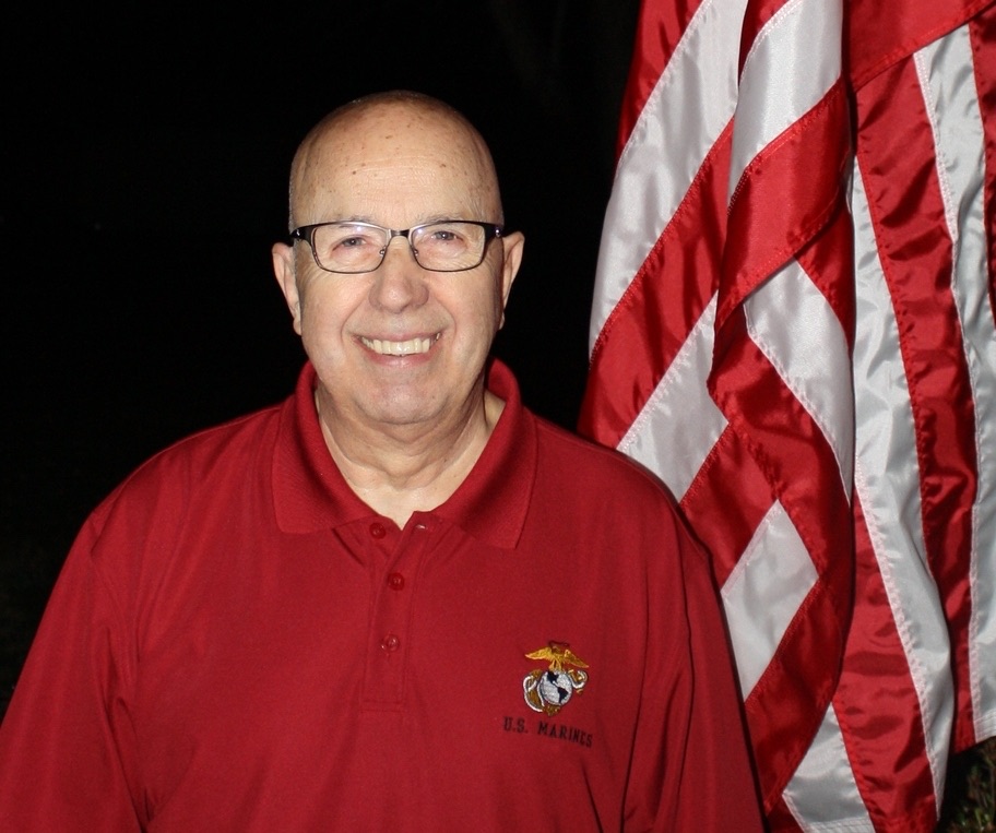 Derl Horn with the American flag